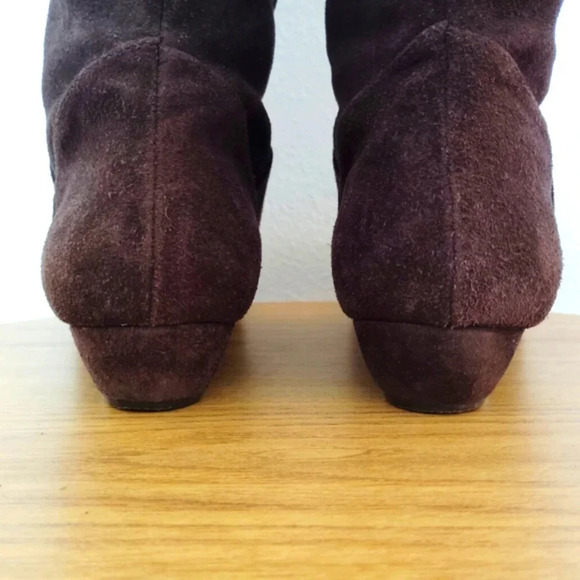 Vintage Gianni Bini Boots Dark Brown Suede Leather Fringe 9M Low Brazil - Picture 9 of 16